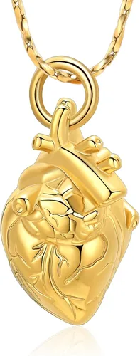 Miniatura 27 de Imrsanl Collar con colgante de joyería de cremación para cenizas – Collar anatómico de urna de corazón para cenizas – Medallones conmemorativos