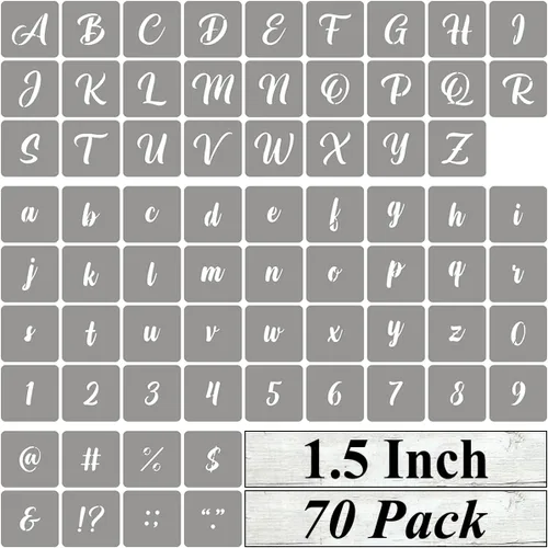 Miniatura 11 de Plantillas de letras del alfabeto de 1 pulgada para pintar, paquete de 70 plantillas de letras y números con letreros para pintar sobre madera