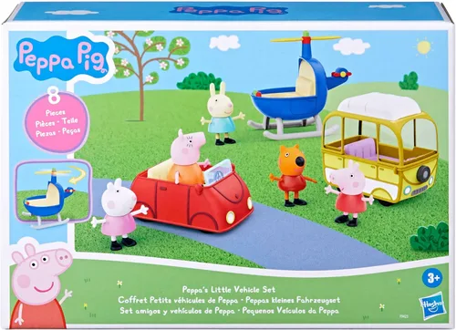 Miniatura 2 de Peppa Pig Peppa's Little Vehicle Playset para niñas y niños, incluye helicóptero, cámper y automóvil, y juego de 5 figuras, juguetes preescolares, a