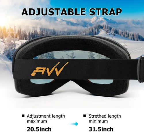 Miniatura 5 de AVV OTG – Gafas de esquí para hombres y mujeres con lente de doble capa antivaho, UV400, gafas de nieve para snowboard, moto de nieve y patinaje