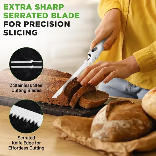 Miniatura 5 de NutriChef Rebanador Eléctrico de Pavo Cuchillo de Cocina Para Acción de Gracias Cortador de Alimentos Eléctrico Portátil Juego de Cuchillos