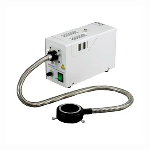 Miniatura 5 de AmScope Luz estéreo del microscopio de la fibra óptica del doble cuello de cisne HL250-AY, fuente de luz halógena 150W, 110V-120V