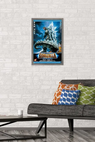 Miniatura 2 de Godzilla: Final Wars - Póster de pared de una hoja, 22.4 pulgadas de largo x 14.7 pulgadas de ancho, versión enmarcada de madera de granero