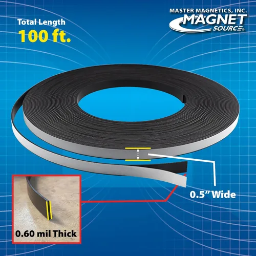 Miniatura 2 de Cinta adhesiva magnética flexible – 1/16" de espesor x 1/2" de ancho x 100 pies (1 rollo)