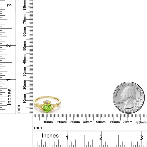 Miniatura 57 de Gem Stone King Anillo de compromiso claddagh celta irlandés de oro amarillo de 10 quilates con piedra preciosa en forma de corazón de 0.236 in