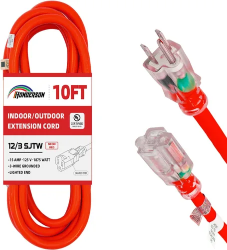 Miniatura 8 de Cable de extensión para interiores y exteriores, resistente a la intemperie con extremo iluminado, certificación UL, calibre 12, 20 pies, color Azul