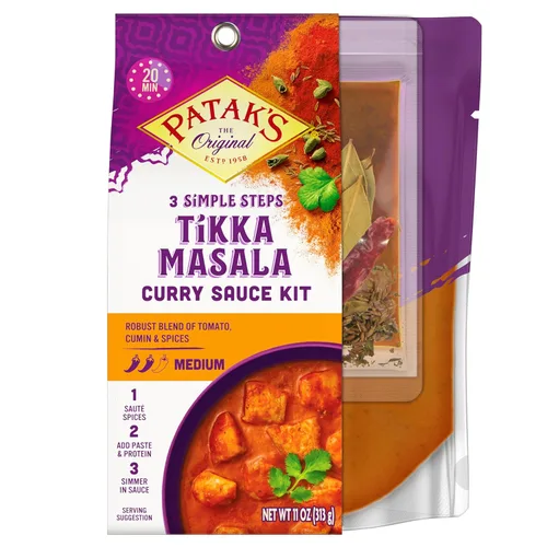 Miniatura 13 de Patak's Mantequilla de pollo con curry Kit de 3 pasos, ingredientes premedidos, especias enteras fragantes, pasta de especias de curry de pollo