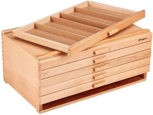 Miniatura 11 de KINGART Caja de almacenamiento de madera con 6 cajones para artistas, 15-3/4 pulgadas de ancho x 10 pulgadas de profundidad x 6-1/2 pulgadas
