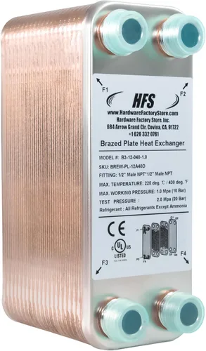 Miniatura 7 de HFS (R) 40 placas de acero inoxidable 304 Homebrew Beer Wort Chiller intercambiador de calor, 7.5 "x 2.9", 1/2" x 1/2" macho NPT, sistema