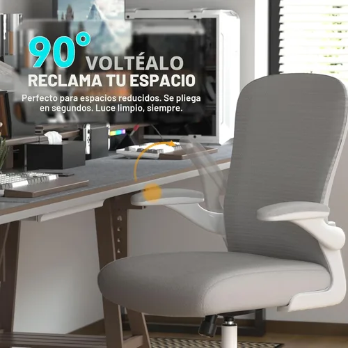 Miniatura 6 de Silla de escritorio de oficina con soporte lumbar ergonómico, cojín de asiento extra grueso, brazos abatibles, respaldo de malla transpirable, silla