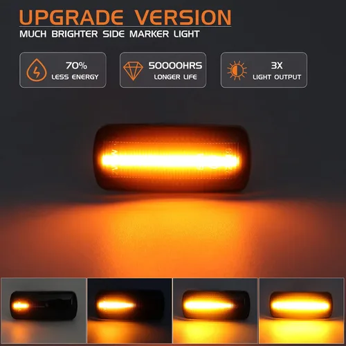 Miniatura 2 de Lente ahumada secuencial LED ámbar marcador lateral Fender luces de señal de giro para Jeep Chrysler Dodge Lancia, reemplazar OEM 04806224AA