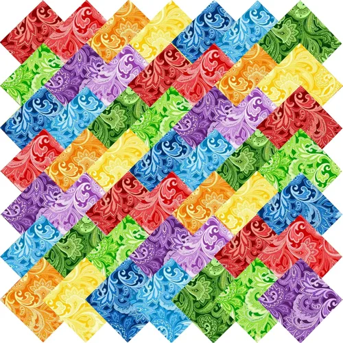 Miniatura 15 de 5 x 5 pulgadas, 50 piezas de tela floral 100% algodón, suministros de acolchado para coser bricolaje y principiantes de colcha, flores blancas