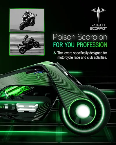 Miniatura 6 de POISON SCORPION Palancas de embrague de freno de motocicleta, rodillo de rueda corta azul ajustable CNC izquierda derecha compatible con YZF R1