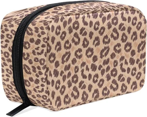 Miniatura 15 de MNSRUU Pequeña bolsa de cosméticos para niñas y mujeres, de viaje, con estampado de leopardo colorido, organizador de artículos de tocador