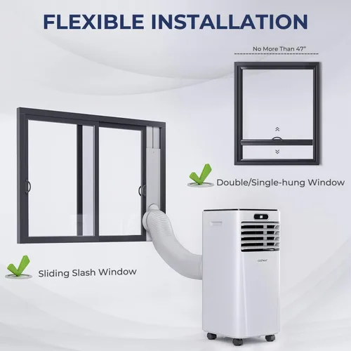 Miniatura 8 de COSTWAY - Aire acondicionado portátil, enfriador de aire de 10000 BTU con secado, ventilador, modo de suspensión, 2 velocidades, función de Blanco