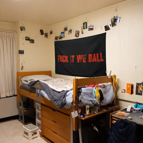 Miniatura 6 de Bandera "Fuck It We Ball" Negra Banderas Divertidas y Geniales para Dormitorio Universitario Chicos Chicas Pared Banderas de Meme Estandarte 3x5