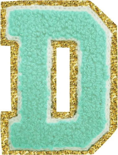 Miniatura 19 de Parches de letras termo-adhesivas de felpilla para chaquetas, parches de letras universitarias con brillantina para planchar en la letra azul A