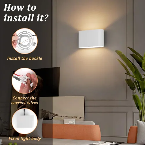 Miniatura 7 de Aipsun Aplique de pared LED moderno de aluminio para interiores, con cableado, juego de 2 luces de montaje en pared arriba y abajo, para sala