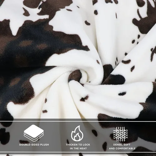 Miniatura 7 de Manta con Estampado de Vaca para Adultos - Franela Ultra Suave Difusa Ligera de Felpa para Sofá y Cama - Regalos Temáticos de Vaca para Cumpleaños