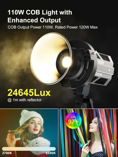 Miniatura 2 de Luz de video, Colbor CL100X 110W Luz de video bicolor 2700K-6500K CRI97+COB Aluminio continuo con montaje Bowens APP Control 10 Efecto de luz