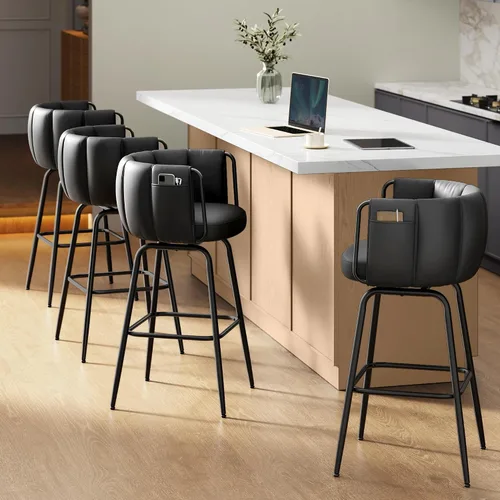 Miniatura 7 de Taburetes de bar SONGMICS Home, juego de 2, taburete de mostrador Steampunk para cocina, altura ajustable y asiento acolchado giratorio, taburete
