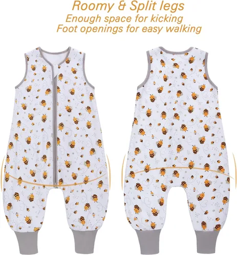 Miniatura 6 de Miracle Baby Saco de dormir con pies - 0.5 TOG 100% algodón transpirable, diseño sin mangas, saco de dormir para bebé