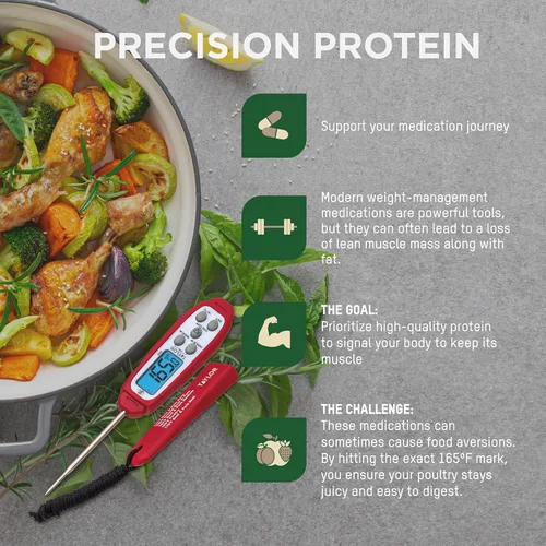 Miniatura 5 de Taylor Termómetro digital de lectura instantánea para preparación de comidas GLP-1 con alto contenido de proteínas, sonda de cocina impermeable