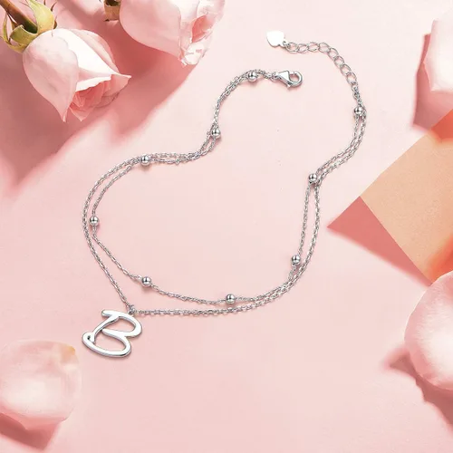 Miniatura 3 de Initials Anklet for Women S925 Sterling Silver Adjustable Foot Ankle Bracelet with Letter