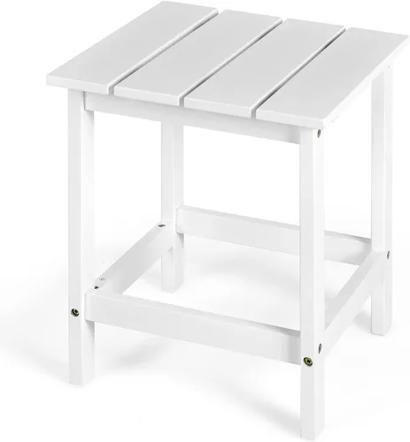 Miniatura 11 de Giantex Mesa auxiliar para exteriores, mesa auxiliar cuadrada de madera de 15 pulgadas con diseño de rejillas, construcción resistente, fácil