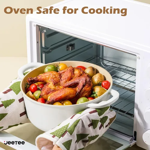 Miniatura 4 de JEETEE Juego de utensilios de cocina de cerámica, juego de 13 ollas y sartenes antiadherentes con asas extraíbles de rotación, juego de cocina