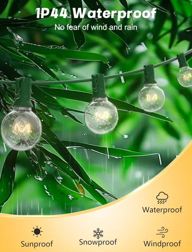 Miniatura 6 de SUNSGNE Luces Redondas de Navidad de 25 Pies, Luces de Cadena Globo G40 con 27 Bombillas Transparentes, Certificado UL para Exteriores Interiores