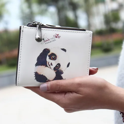 Miniatura 2 de Cartera plegable de piel sintética para mujeres y niñas, Panda
