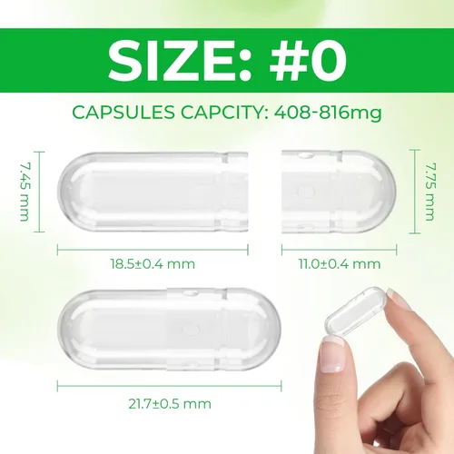Miniatura 7 de Tamaño 0 cápsulas vacías veganas a base de plantas transparentes (100 unidades) sin gluten, sin OMG, kit de llenado de pastillas con certificación