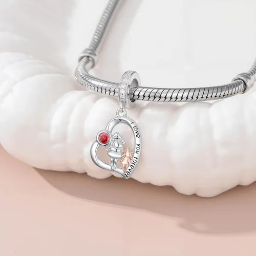 Miniatura 129 de PROESS Dije para padre, madre e hija, pulsera de plata de ley para pulseras, regalos de cumpleaños, día de San Valentín, para hija, madre, amante