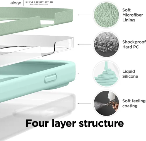 Miniatura 5 de elago Funda compatible con iPhone 14, de silicona líquida, funda protectora de cuerpo completo, a prueba de golpes, diseño delgado, forro