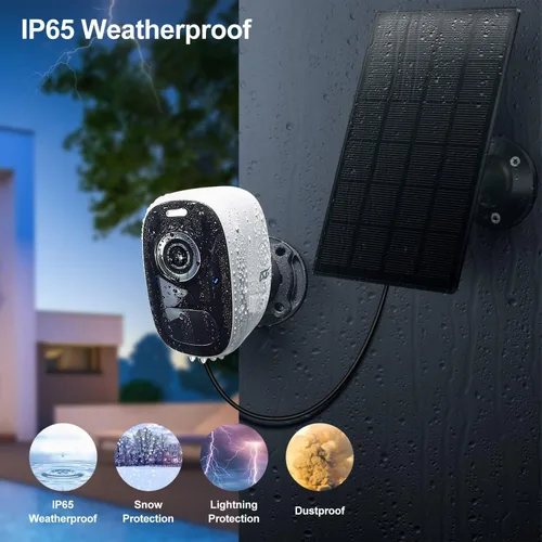 Miniatura 4 de DCT Cámara Solar para Exteriores Magnética: Cámara de Seguridad WiFi Inalámbrica de 4MP, Batería, Detección de Movimiento PIR/IA, Conversación Panel