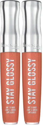 Miniatura 20 de Rimmel Stay Glossy Brillo de labios - Fórmula ligera y no pegajosa para color y brillo de labios - 130 Blushing Belgraves,.18oz Belgraves sonrojados