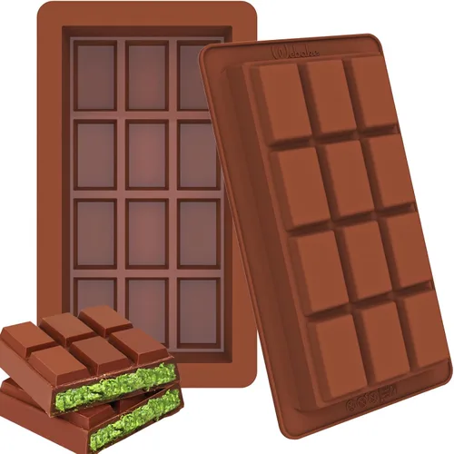 Miniatura 10 de Webake The Original - Moldes de barra de chocolate profundo, 2 unidades, moldes de barra de chocolate Dubai de silicona platino de 1 pulgada