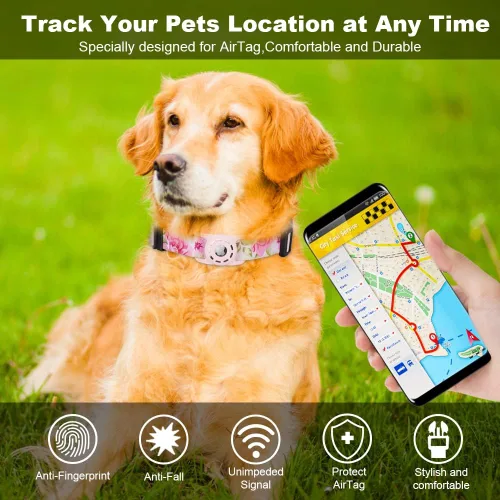 Miniatura 6 de Collar para perro, compatible con AirTag, collar de poliéster para cachorros y gatos para perros pequeños, medianos, grandes y extragrandes, rosa
