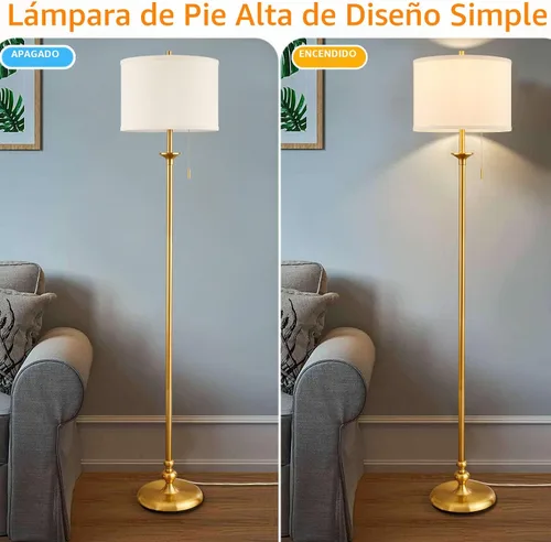 Miniatura 5 de Lámpara de pie dorada de 60", lámpara de pie para sala de estar, dormitorio, oficina y comedor - Lámparas de pie de esquina altas con interruptor