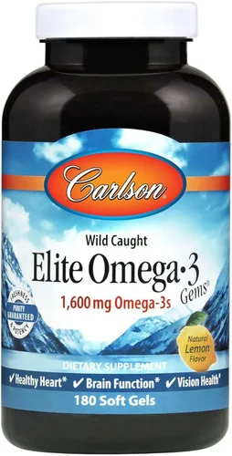 Miniatura 18 de Carlson - Gemas Elite Omega-3, 1600 mg de ácidos grasos omega-3 incluyendo EPA y DHA, suplemento de aceite de pescado noruego, capturado