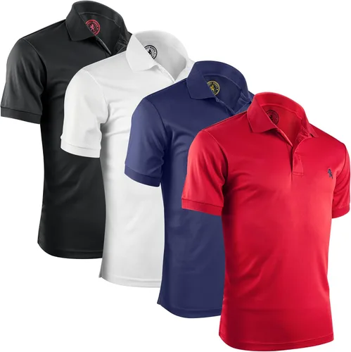 Albert Morris - Camisas tipo polo de manga corta para hombre, a rayas, 4 unidades