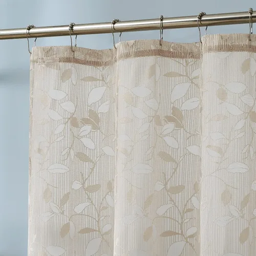 Miniatura 4 de LINENZONE Cortinas de ducha de encaje con elegante diseño de hojas. Tamaño 36 x 72 pulgadas. Se puede utilizar como cortina de ducha rústica