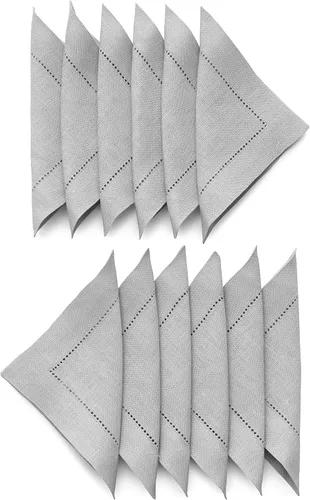 Miniatura 12 de Solino Home Servilletas de cóctel de lino con vainica de 6 x 6 pulgadas, 100 % lino puro, color beige, juego de 12 servilletas cuadradas pequeñas