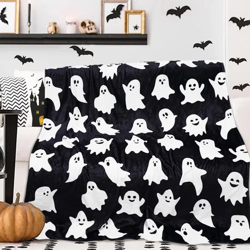 Miniatura 8 de Metawu Manta de Halloween de fantasma, mantas para niños para mujeres, decoraciones de Halloween, mantas de franela para cama, sofá, manta de viaje