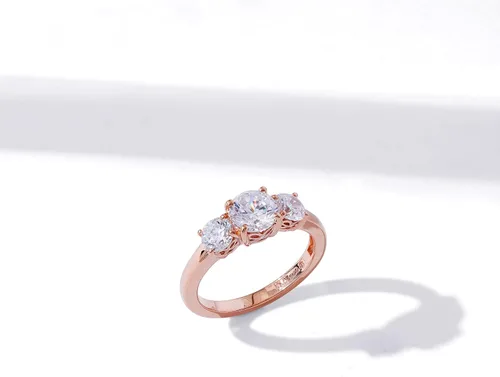 Miniatura 7 de Tienda Collection Platinum or Gold Plated Sterling Silver Round 3-Stone Ring made with Infinite Elements Cubic Zirconia