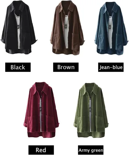 Miniatura 3 de FTCayanz Chaqueta tipo camisa de pana para mujer, casual, manga larga, con botones, ropa de abrigo
