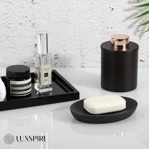 Miniatura 6 de Luxspire Jabonera, Bandeja de Jabón de Resina Portajabones Caja Contenedora, Estuche de Plato de Jabón Ovalado con Patrón de Mármol, Soporte