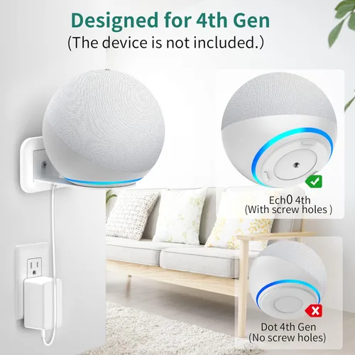 Miniatura 3 de HomeMount Soporte de pared de metal para Google Nest Mini y 4ª generación, soporte de pared para altavoz con gestión de cables para ocultar cables