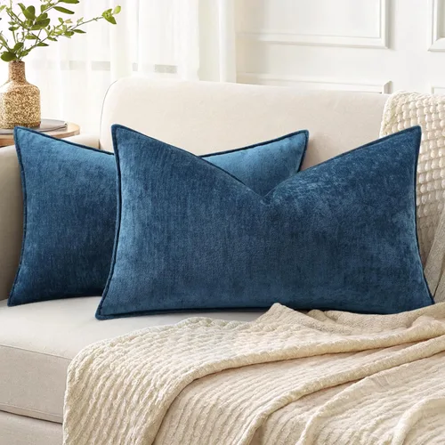 Miniatura 13 de decorUhome - Fundas de Cojín para Sofá 16x16 pulgadas Set de 2, Decorativas Suaves Euro Neutras de Felpilla con Diseño Elegante, Aqua Haze